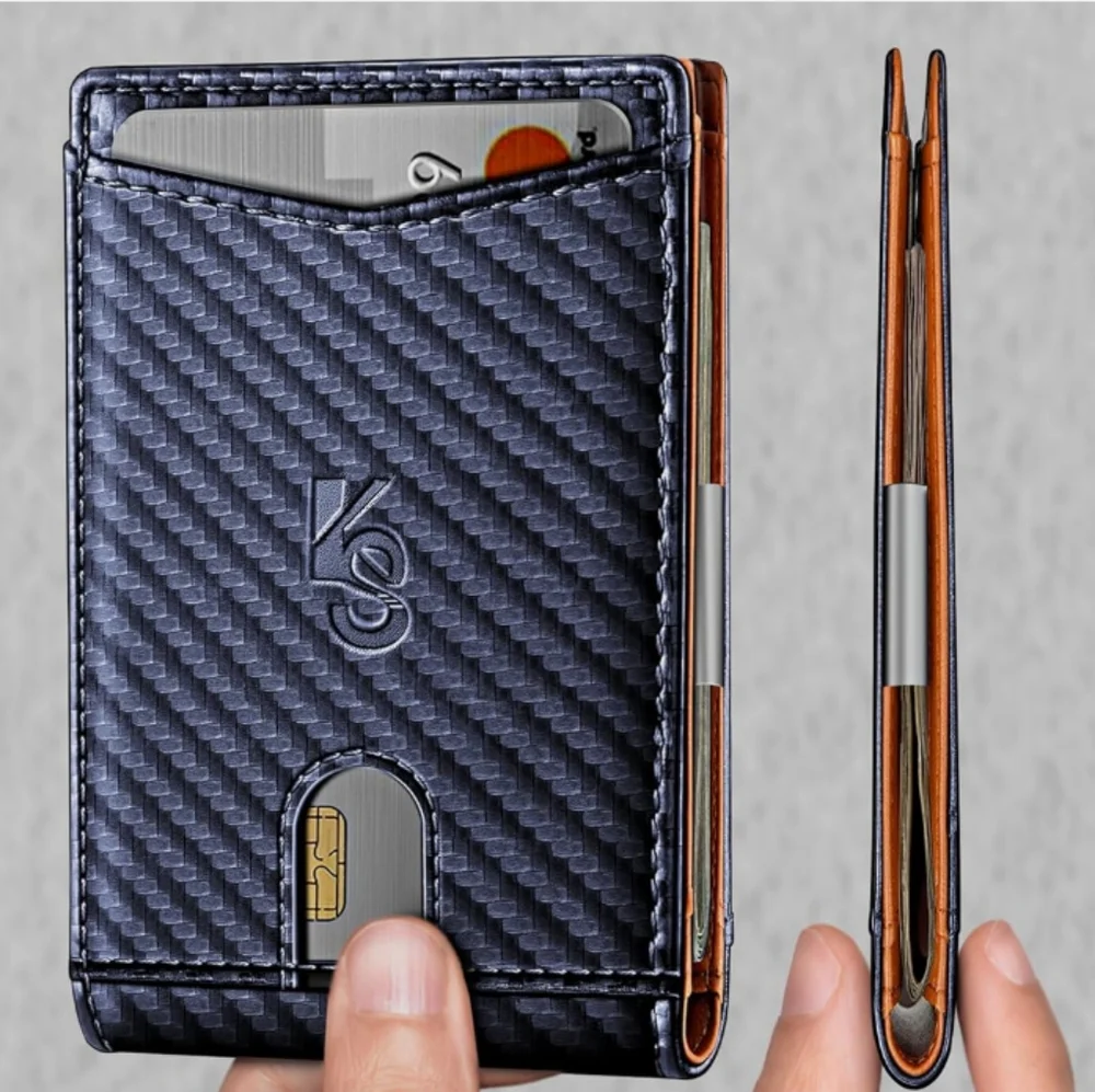 NWT Men's Slim Leather Wallet Money Clip